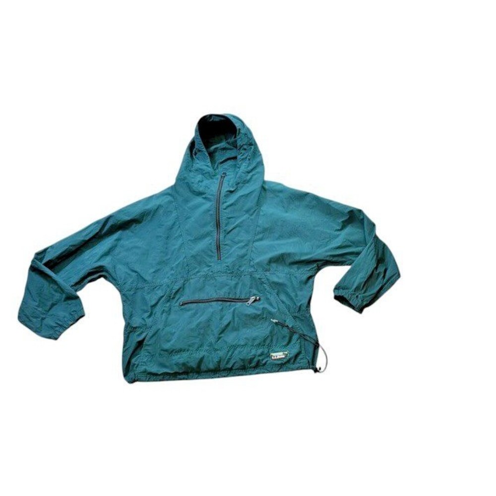 Vintage LL Bean Windbreaker Womens Size Large Anorak Kangaroo Packable *FLAW*